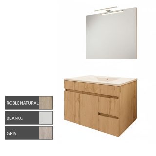 Kibath Conjunto de Mueble de Baño 80 cm URBAN 2 cajones y 2 puertas suspendido