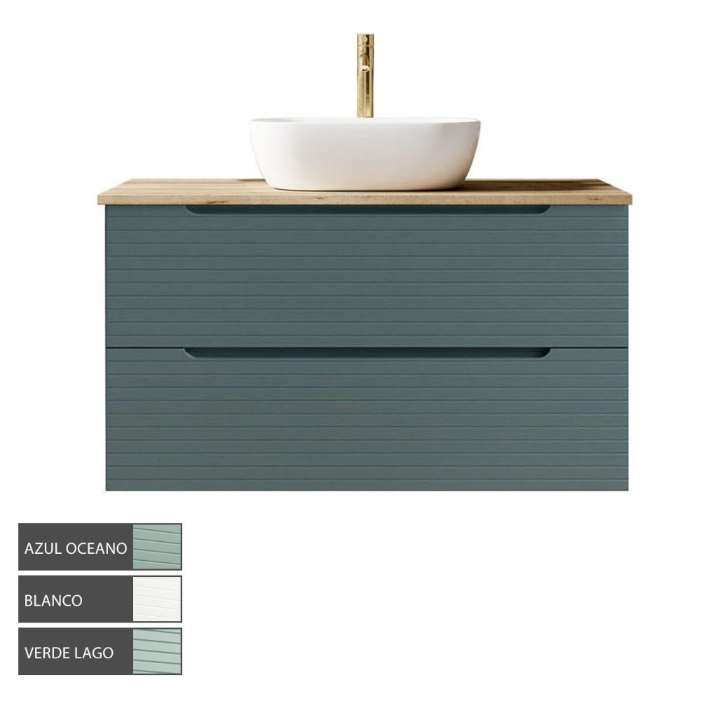 Kibath Mueble de baño 80 cm con Lavabo BOREAL cm sobre encimera 2 cajones suspendido