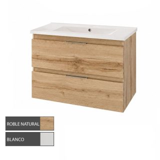 Kibath Mueble de Baño 80 cm con Lavabo URBAN 2 cajones y puertas suspendido