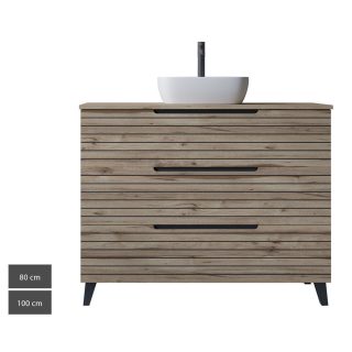 Kibath Mueble de baño con Lavabo sobre encimera, KEN 3 cajones con patas