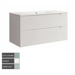 Kibath Mueble de Baño 100 cm con Lavabo BOREAL 2 cajones suspendido