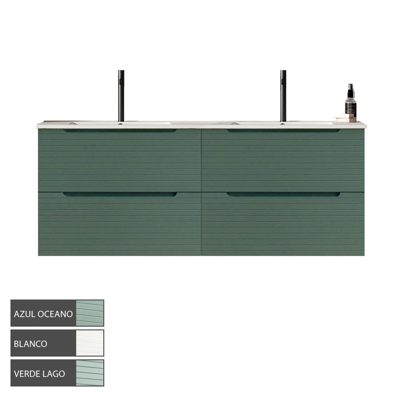 Kibath Conjunto de Mueble de Baño 120 cm BOREAL 2 cajones suspendido