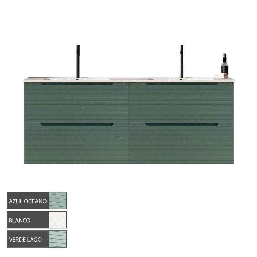 Kibath Mueble de Baño 120 cm con Lavabo BOREAL 2 cajones suspendido