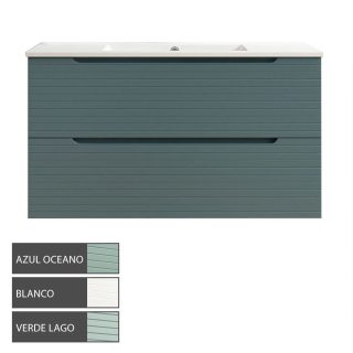 Kibath Mueble de Baño 100 cm con Lavabo BOREAL 2 cajones suspendido