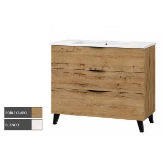 Kibath Mueble de Baño 80 cm con Lavabo VOLARE 3 cajones con patas