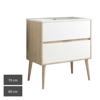 Kibath Mueble de Baño con Lavabo NORUEGA 2 cajones suspendido (patas decorativas incluidas)