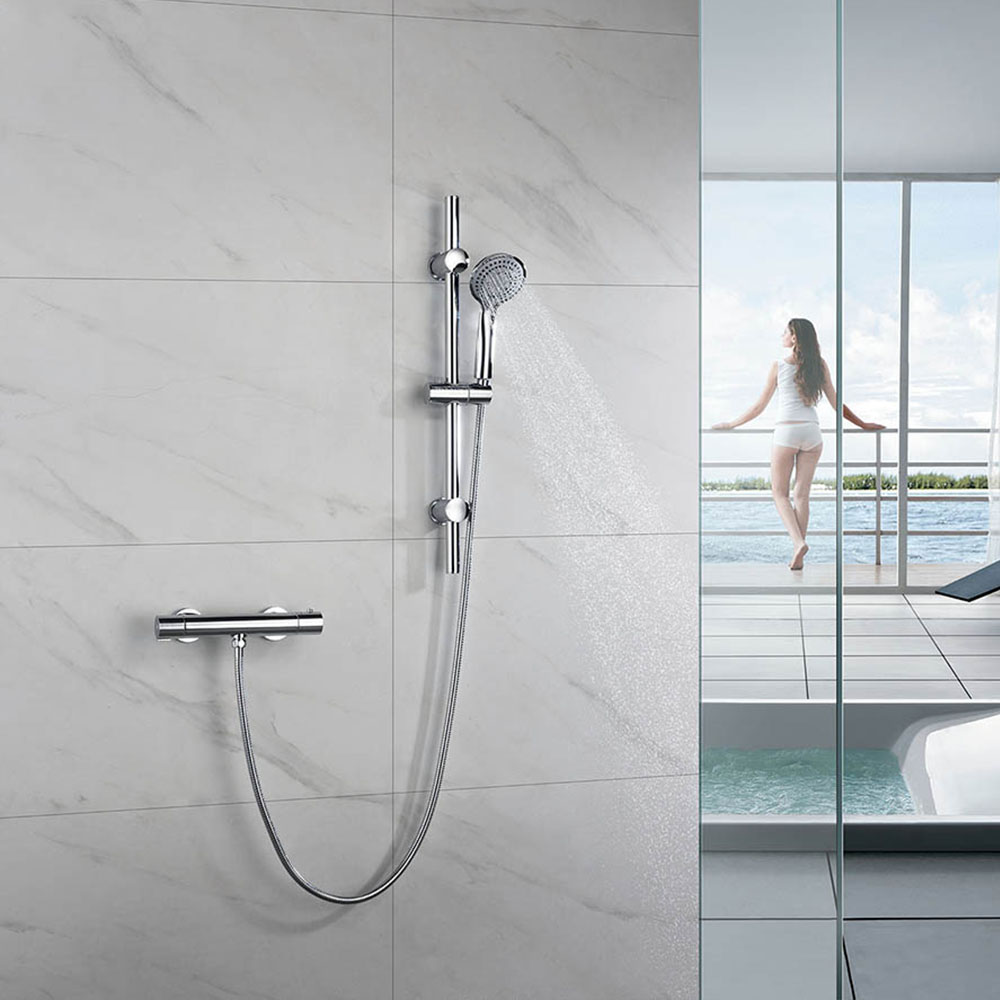 Kibath Grifo De Ducha termostático PAR con manetas de latón acabado cromo brillo fabricado en latón - Imagen 9