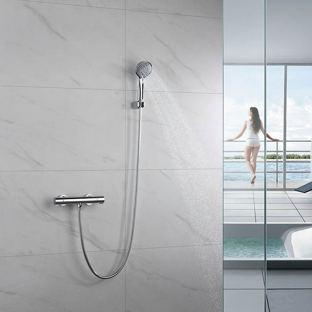 Kibath Grifo De Ducha termostático PAR con manetas de latón acabado cromo brillo fabricado en latón - Imagen 2