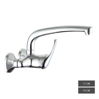 Kibath Grifo Cocina monomando de PARED acabado CROMO brillo fabricado en latón