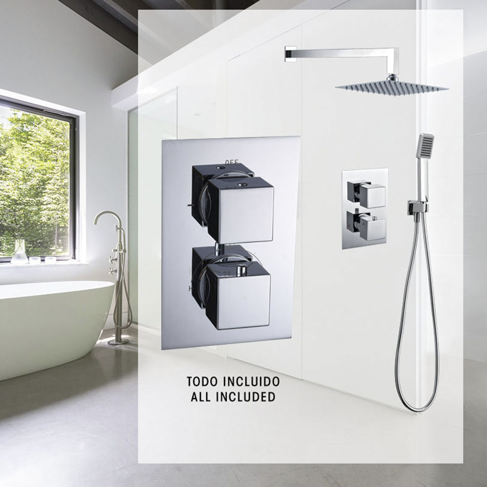 Kibath Grifo De Ducha Empotrada termostático ABEL acabado cromo brillo fabricado en latón - Imagen 2