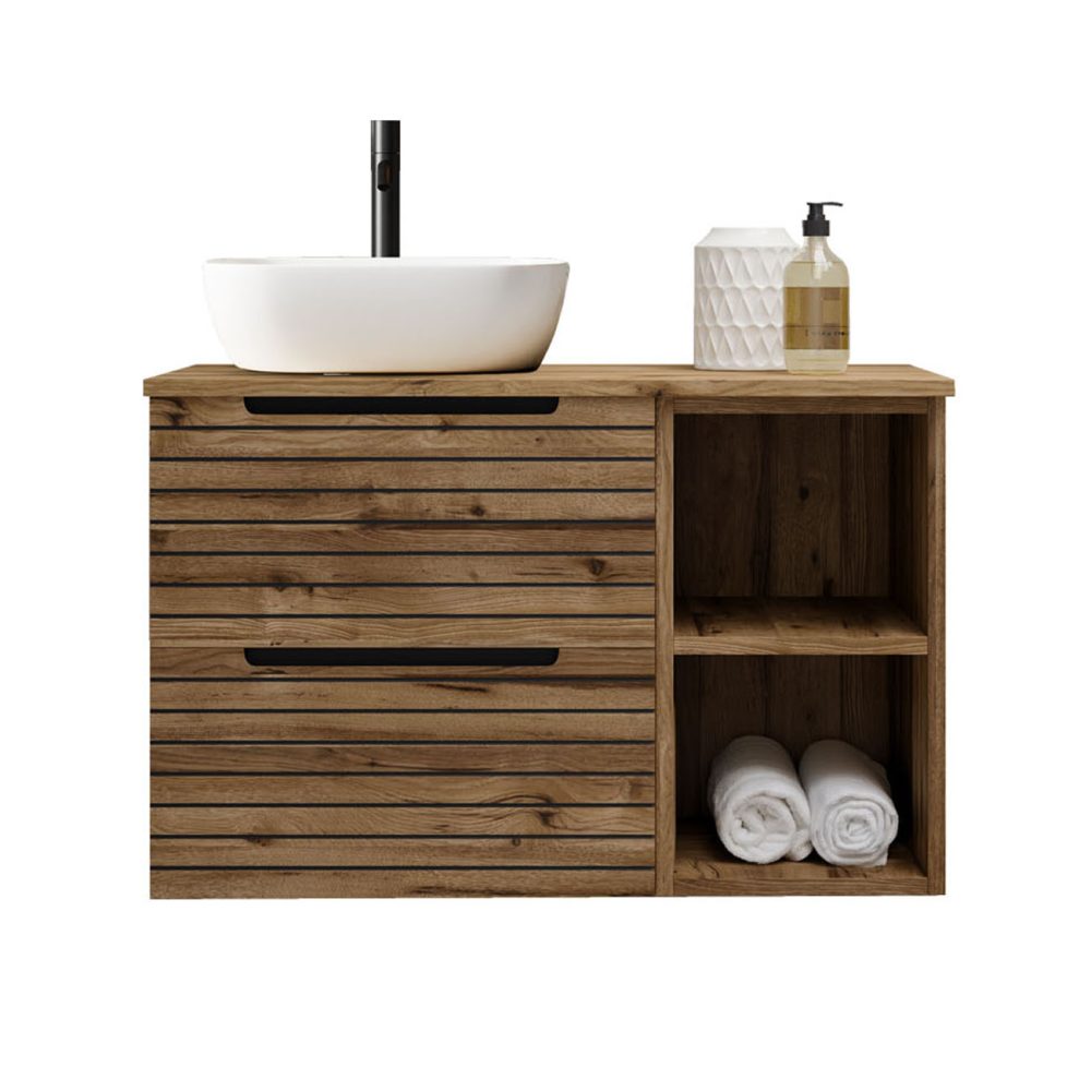 Kibath Mueble de baño con Lavabo KEN 60x45 cm acabado DESIERTO mate 2 cajones suspendido