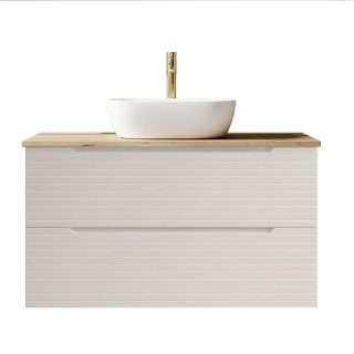 Kibath Mueble de baño con Lavabo BOREAL 100x45 cm acabado Blanco mate 2 cajones suspendido