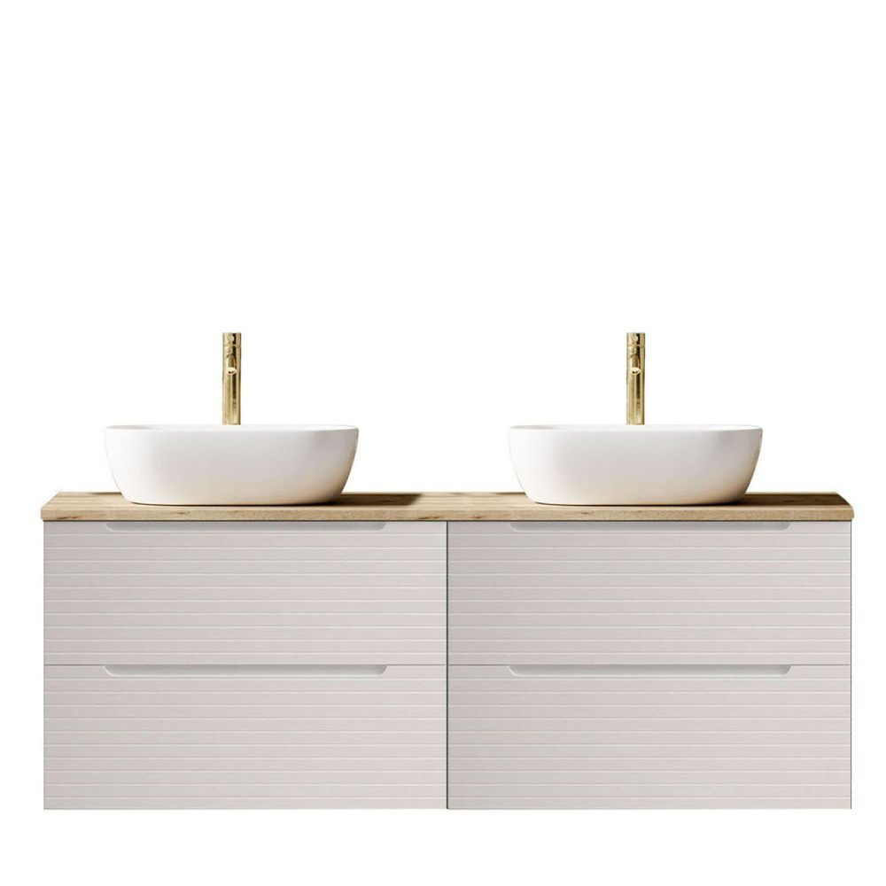 Kibath Mueble de baño con Lavabo BOREAL 120x45 cm acabado Blanco mate 2 cajones suspendido