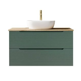 Kibath Mueble de baño con Lavabo BOREAL 100x45 cm acabado Verde Lago mate 2 cajones suspendido