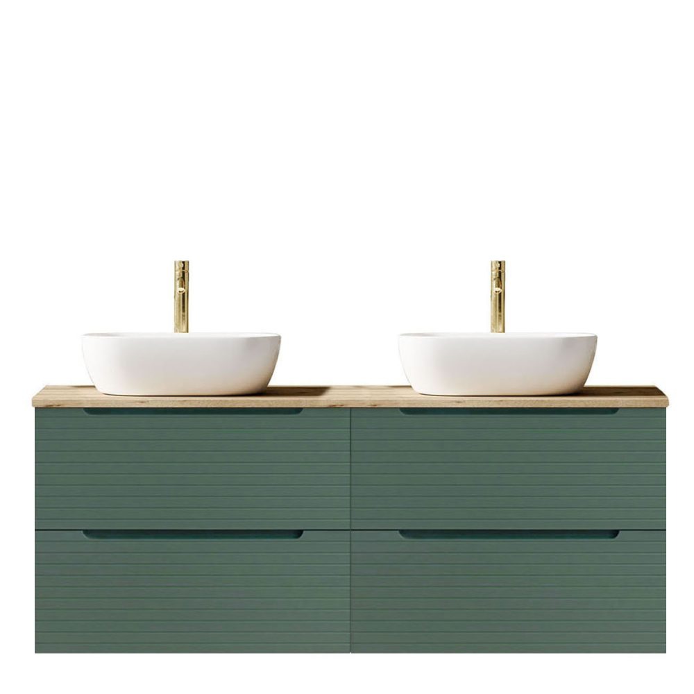 Kibath Mueble de baño con Lavabo BOREAL 120x45 cm acabado Verde Lago mate 2 cajones suspendido