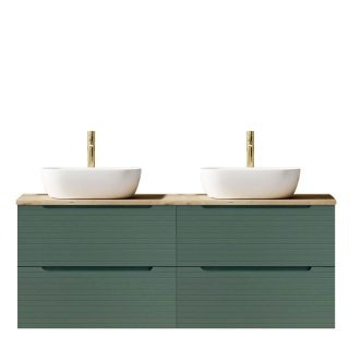 Kibath Mueble de baño con Lavabo BOREAL 120x45 cm acabado Verde Lago mate 2 cajones suspendido