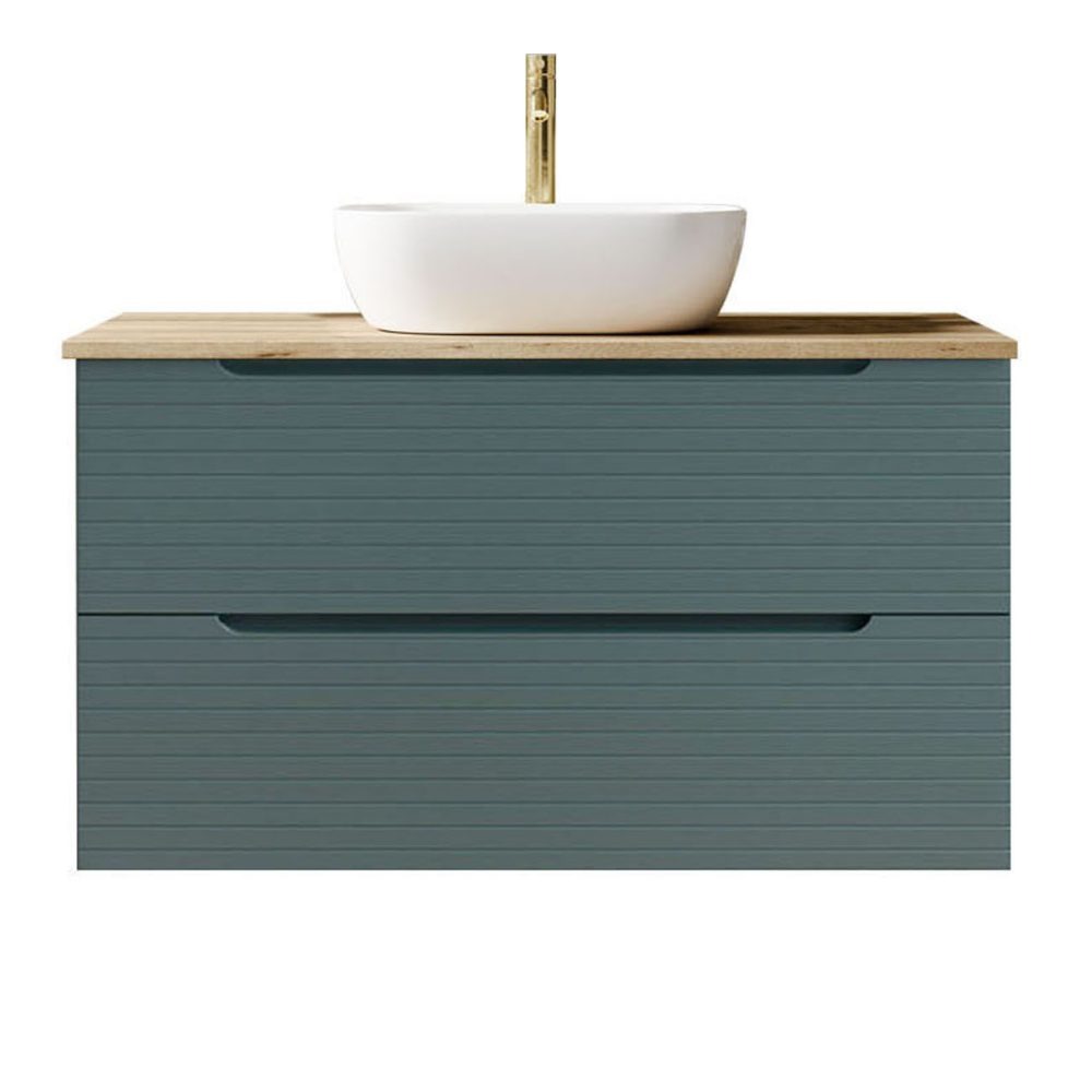 Kibath Mueble de baño con Lavabo BOREAL 100x45 cm acabado Azul Oceano mate 2 cajones suspendido