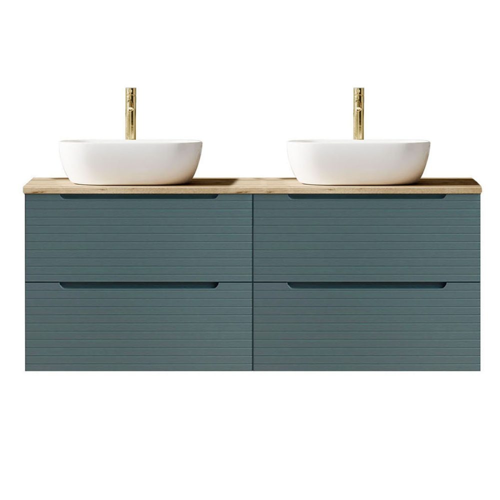 Kibath Mueble de baño con Lavabo BOREAL 120x45 cm acabado Azul Oceano mate 2 cajones suspendido