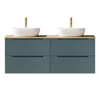 Kibath Mueble de baño con Lavabo BOREAL 120x45 cm acabado Azul Oceano mate 2 cajones suspendido