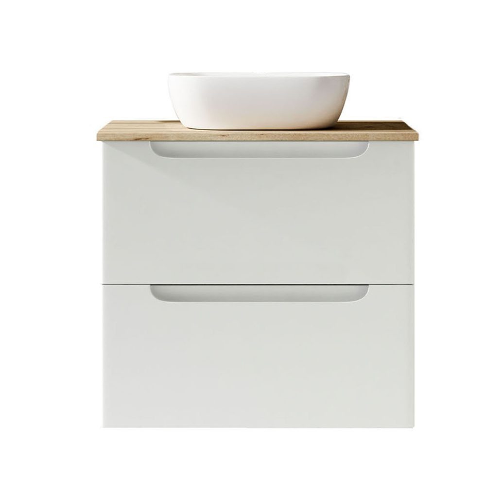 Kibath Mueble de baño con Lavabo VICTORIA 60x45 cm acabado Blanco mate 2 cajones suspendido