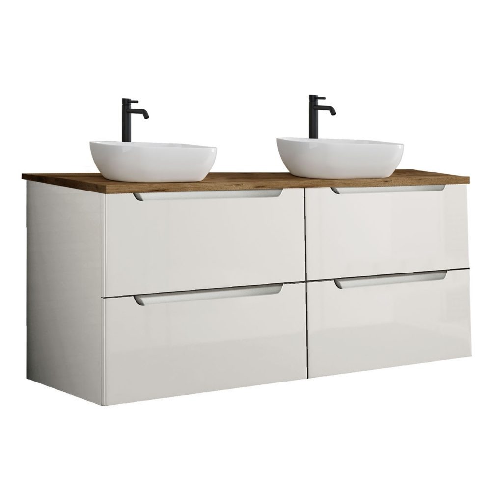 Kibath Mueble de baño con Lavabo VICTORIA 120x45 cm acabado Blanco mate 2 cajones suspendido