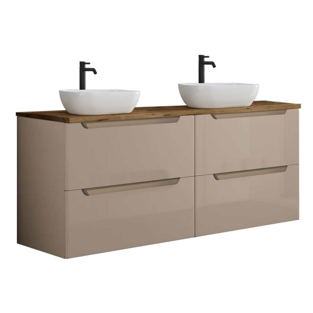 Kibath Mueble de baño con Lavabo VICTORIA 120x45 cm acabado Moka mate 2 cajones suspendido