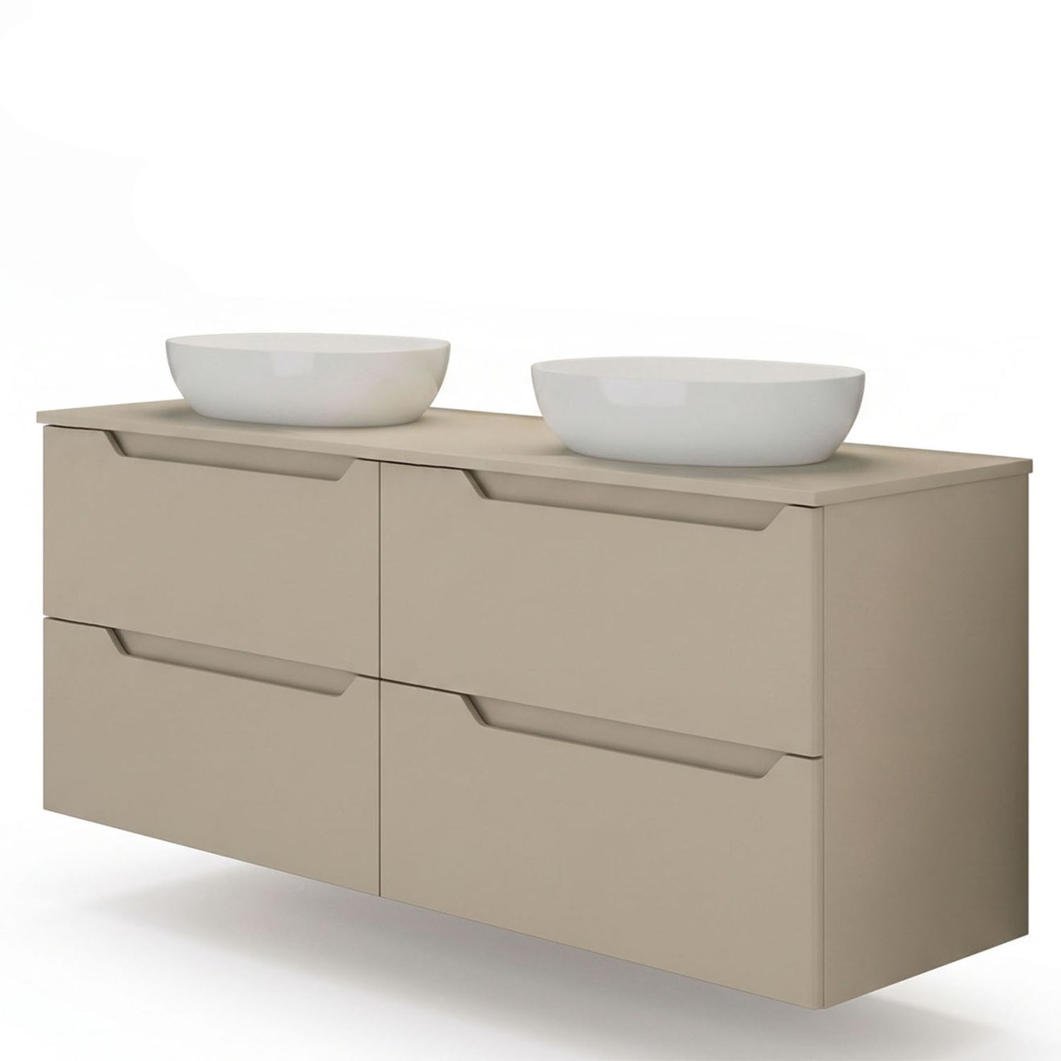 Kibath Mueble de baño con Lavabo VICTORIA 120×45 cm acabado Moka mate 2 cajones suspendido