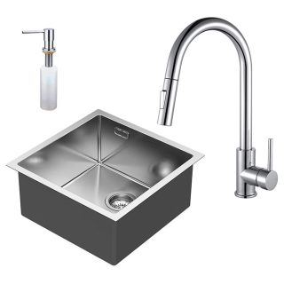 Kibath Pack fregadero + grifo monomando SOLUT acabado cepillado cepillado fabricado en acero inoxidable