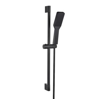 Kibath Kit Barra de Ducha 1 posición con equipo FUTUR cuadrado acabado NEGRO mate fabricado en acero inoxidable