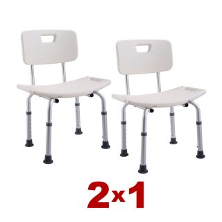 Kibath Pack 2 Asientos con respaldo cuadrado acabado BLANCO mate fabricado en ABS