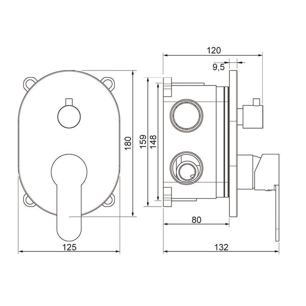 Kibath Grifo De Ducha Empotrada monomando VAL solo grifo acabado cromo brillo fabricado en latón - Imagen 5