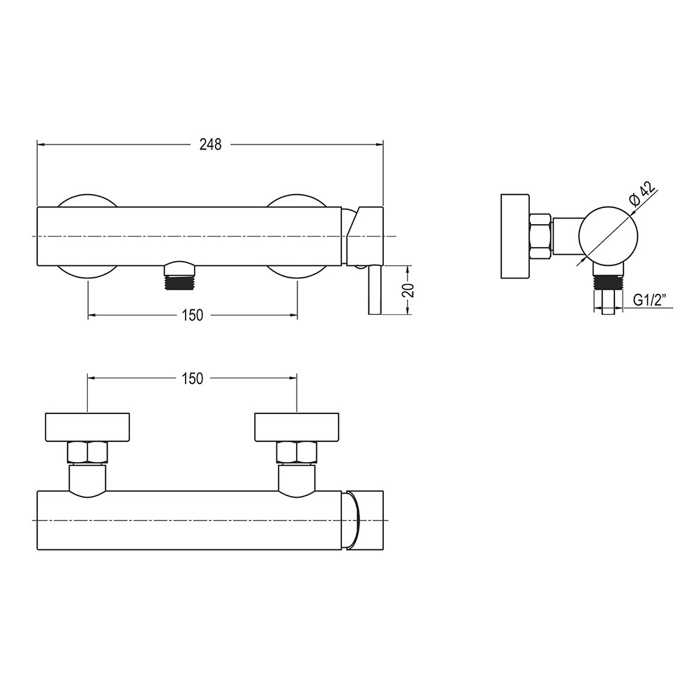Kibath Grifo de Ducha monomando ZUÑI acabado cromo brillo fabricado en latón - Imagen 2