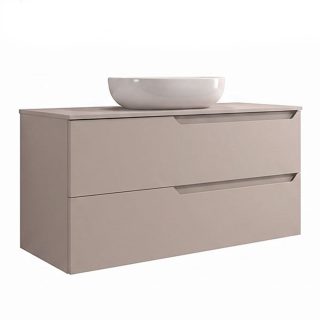 Kibath Mueble de baño con Lavabo VICTORIA 100x45 cm acabado Moka mate 2 cajones suspendido
