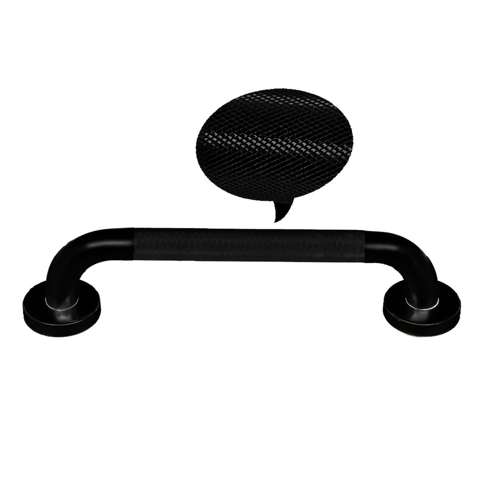 Kibath Asa De Seguridad de baño 30 cm acabado negro mate fabricado en acero inoxidable - Imagen 2