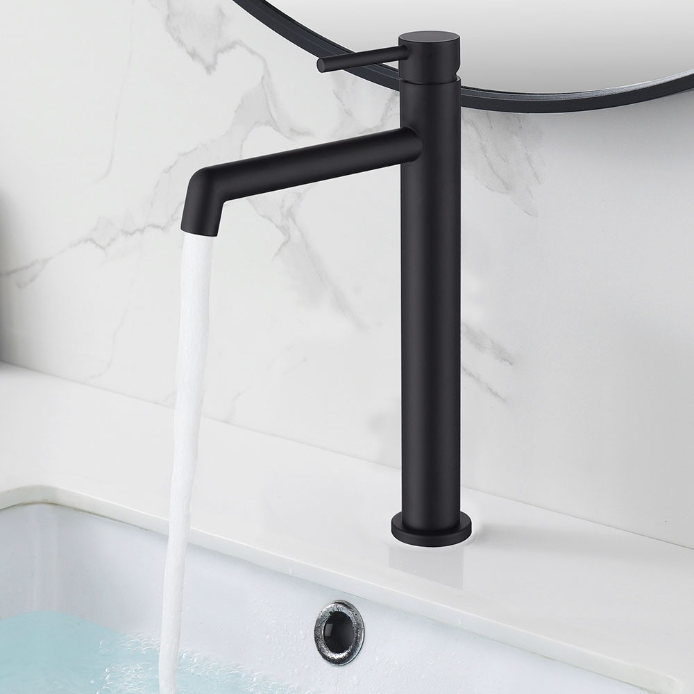 Kibath Grifo De Lavabo monomando OSO alto acabado negro mate fabricado en latón - Imagen 2
