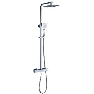 Kibath Columna De Ducha termostático cuadrada 80-120 cm acabado cromo brillo fabricado en latón