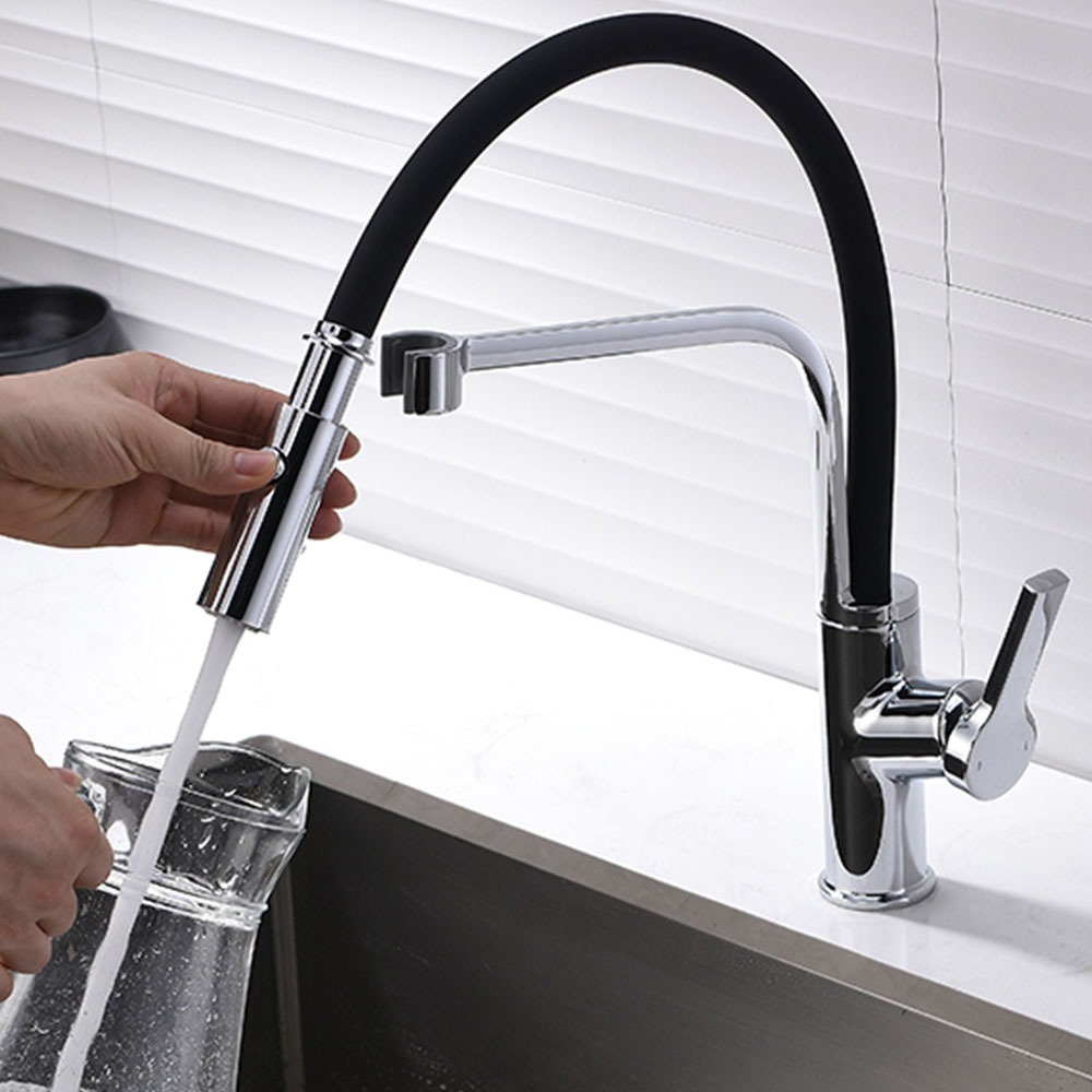 Kibath Grifo De Fregadero ARIADNA extraible de acabado cromo brillo fabricado en latón - Imagen 4