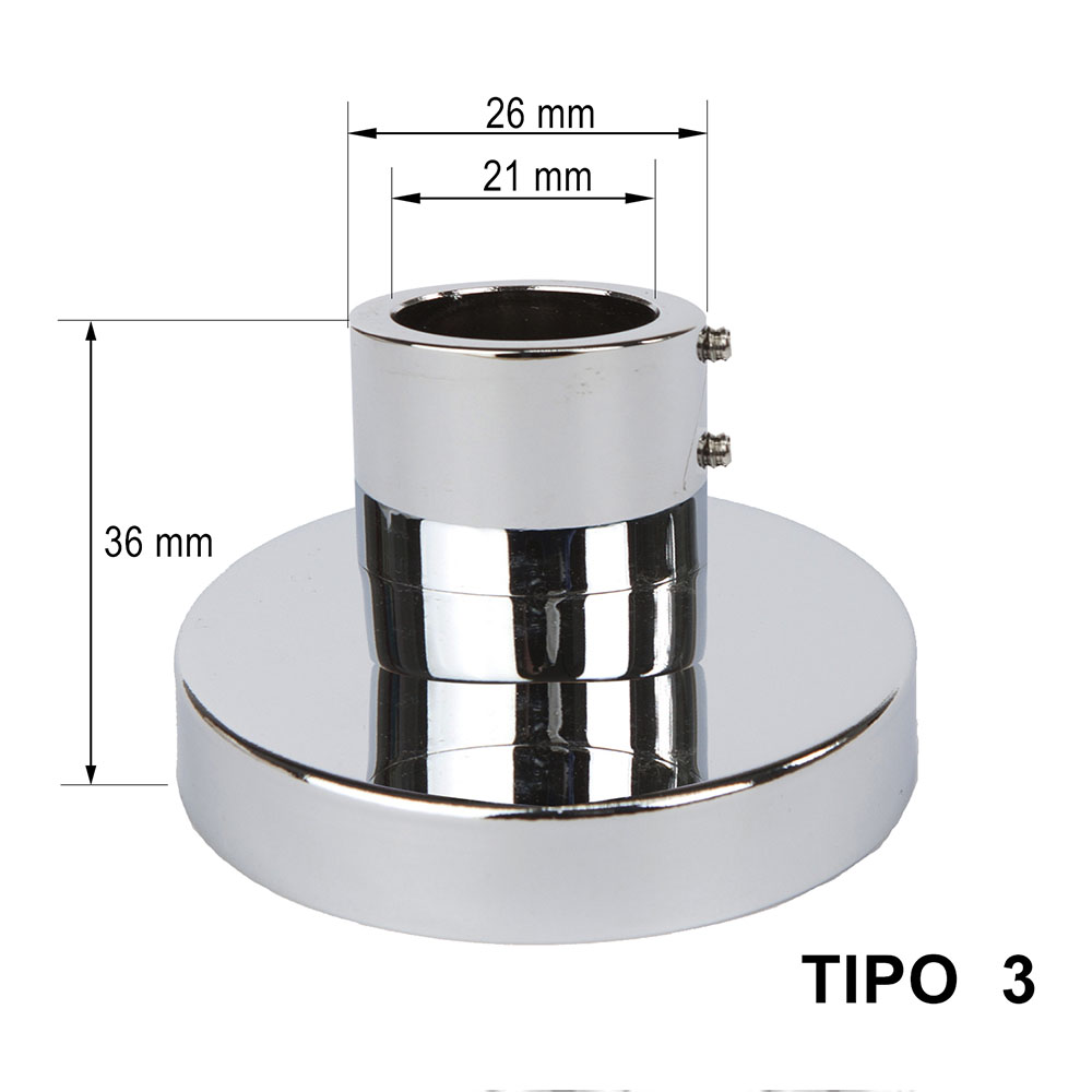 Kibath Soporte Pared Para Barra Ducha redonda acabado cromo brillo fabricado en latón - Imagen 5