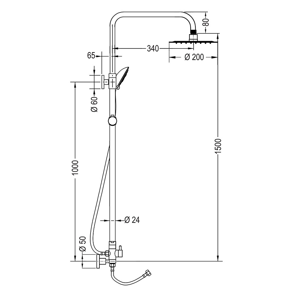 Kibath Columna De Ducha sin grifería redonda 100-150 cm extralarga acabado cromo brillo fabricado en latón - Imagen 5