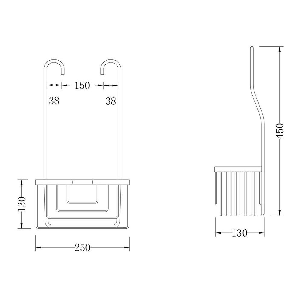 Kibath Cesta Portagel rectangular ALNIZ de colgar acabado cromo brillo fabricado en latón - Imagen 5