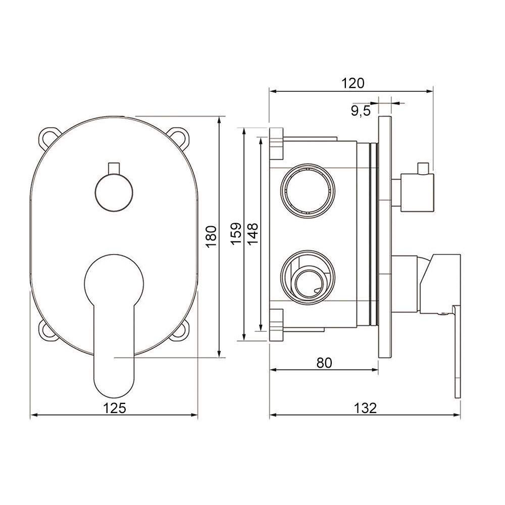 Kibath Grifo De Ducha Empotrada monomando VAL equiipo de techo acabado cromo brillo fabricado en latón - Imagen 5