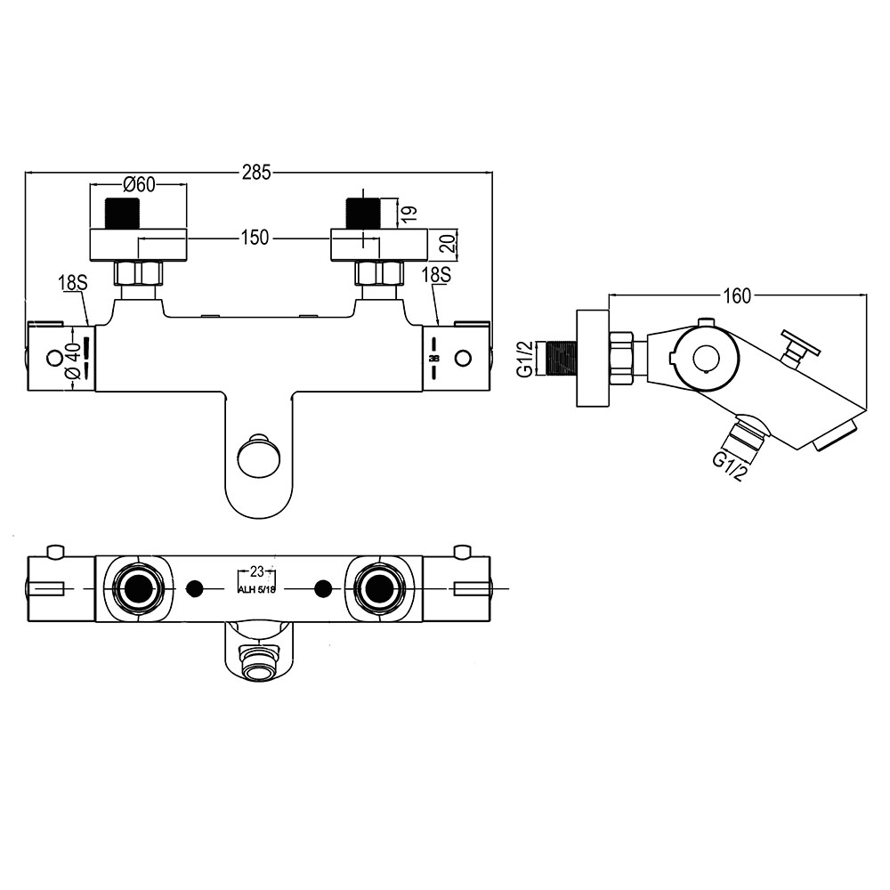 Kibath Grifo De Bañera termostático BRA con barra de ducha acabado cromo brillo fabricado en latón - Imagen 5