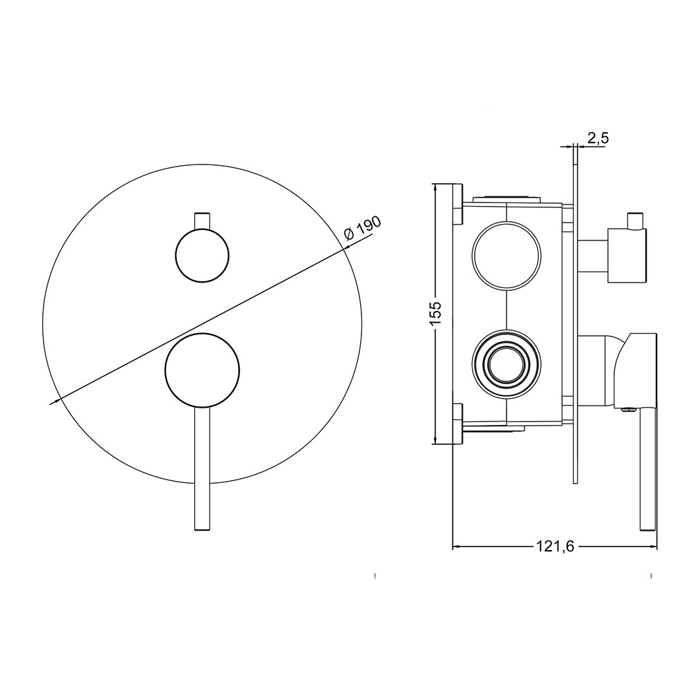 Kibath Grifo Empotrado de Ducha equipo de pared monomando redondo acabado ORO CEPILLADO ORO mate fabricado en latón - Imagen 5