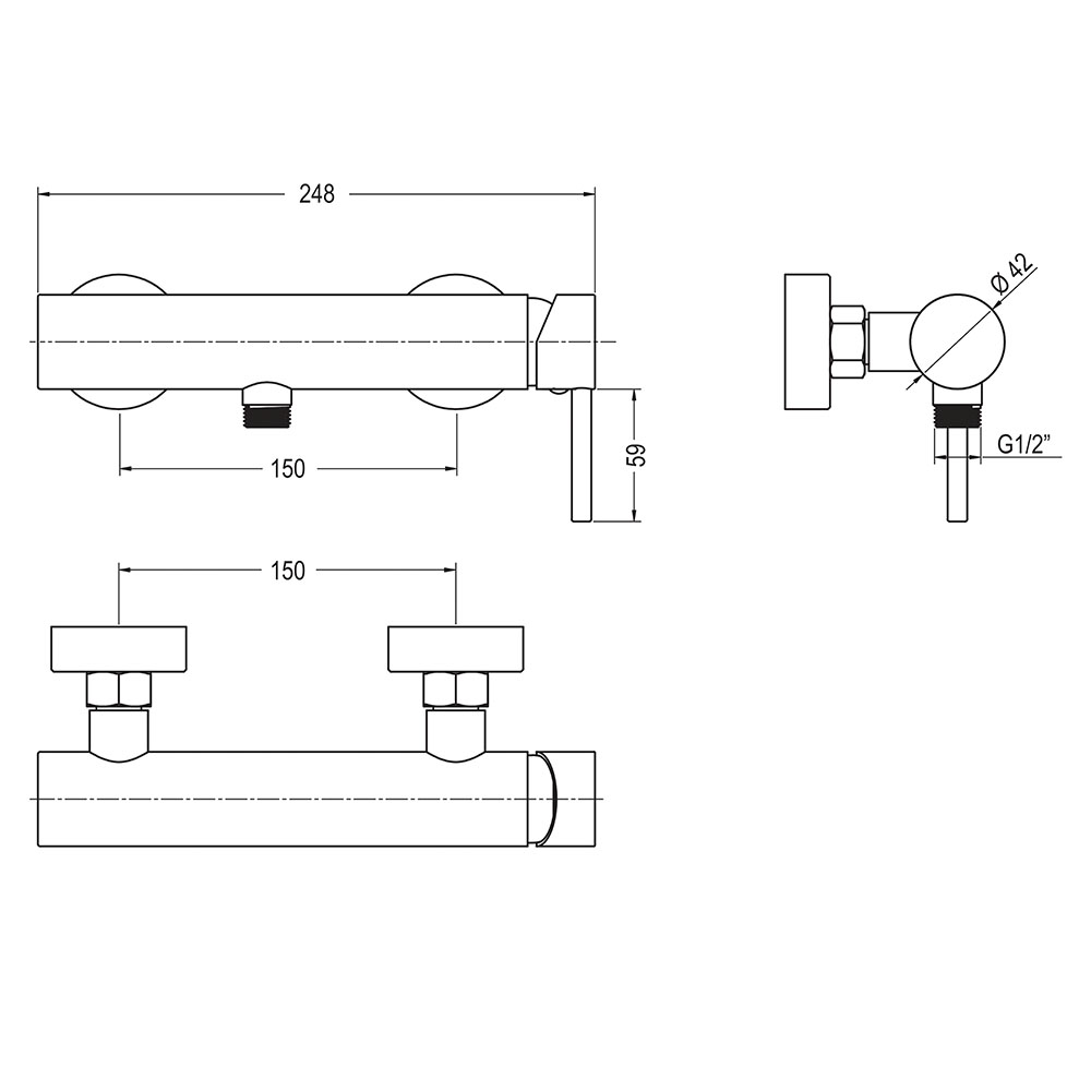 Kibath Grifo de Ducha monomando ZUÑI acabado cromo brillo fabricado en latón - Imagen 4