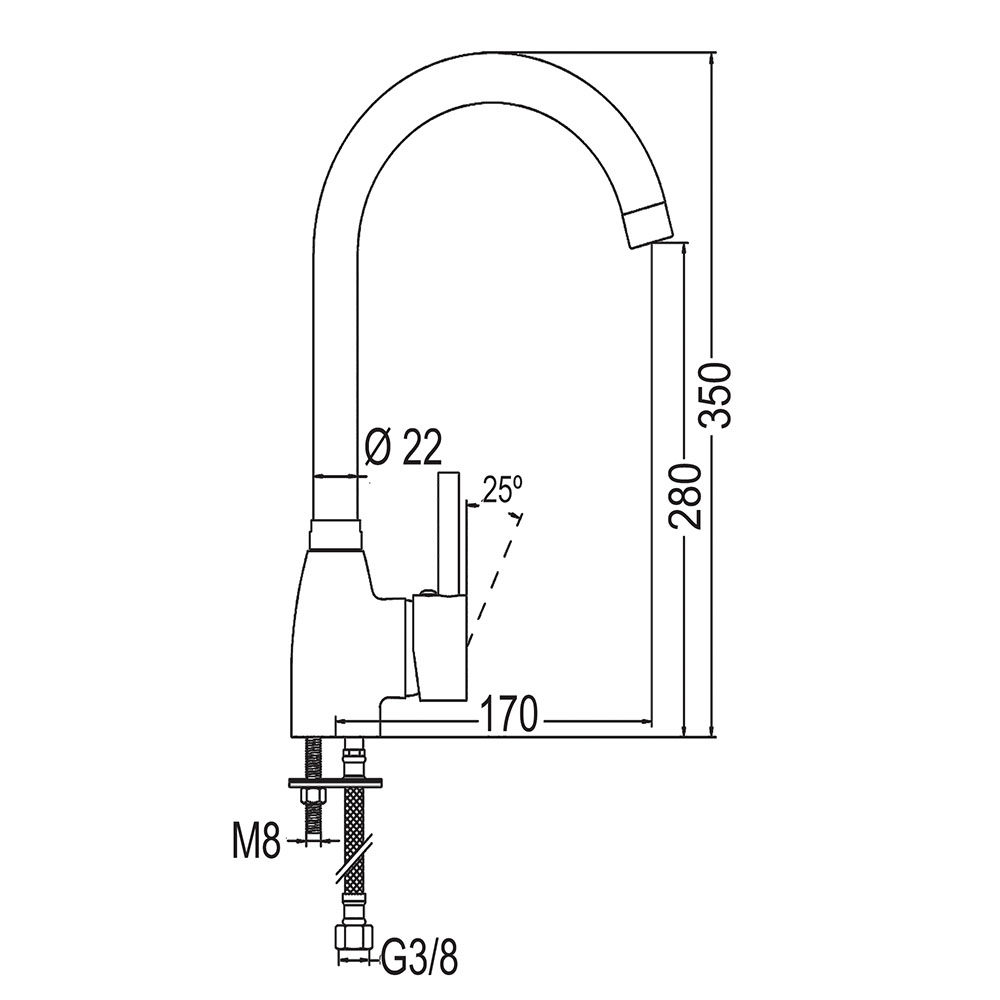 Kibath Grifo De Fregadero CAREA de acabado cromo brillo fabricado en latón - Imagen 5