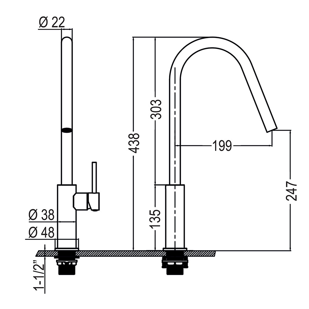 Kibath Grifo De Fregadero FAL de acabado cromo cepillado fabricado en latón - Imagen 5