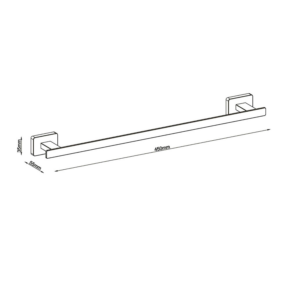 Kibath Toallero SIERRA 45 cm de barra acabado cromo brillo fabricado en acero inoxidable - Imagen 3