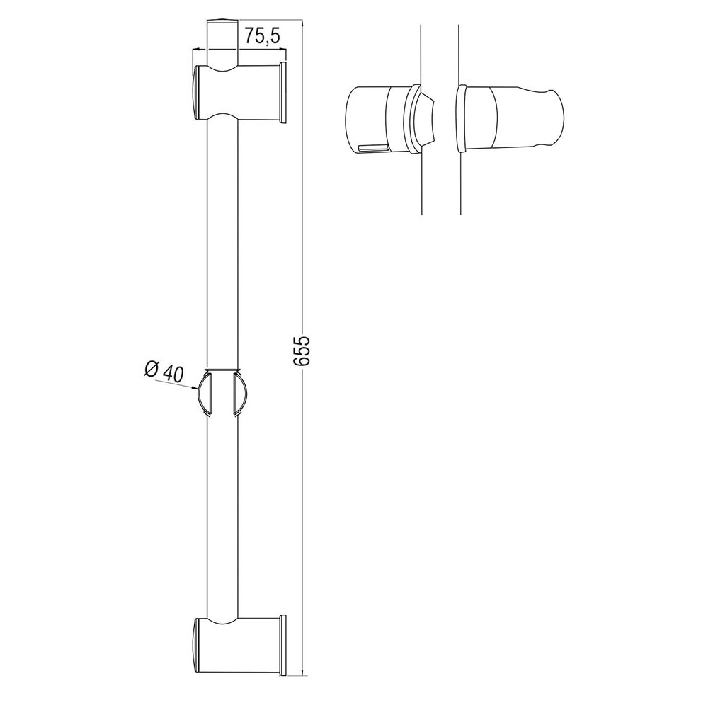 Kibath Barra De Ducha de 65,5 cm ZUB , acabado cromo brillo fabricado en latón - Imagen 5