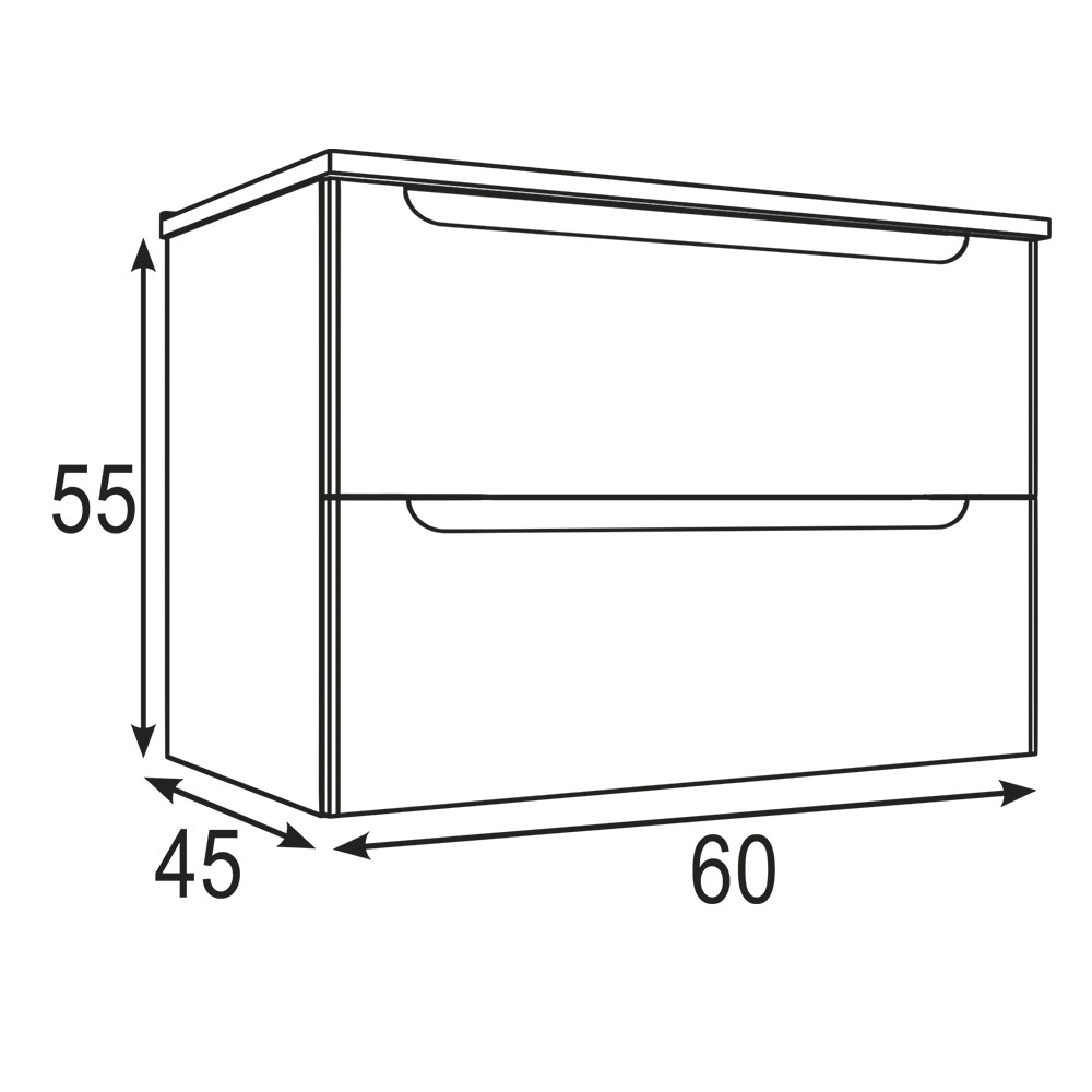 Kibath Mueble de baño con Lavabo, Espejo y Aplique LED VICTORIA 60x45 cm acabado Blanco mate 2 cajones suspendido - Imagen 5