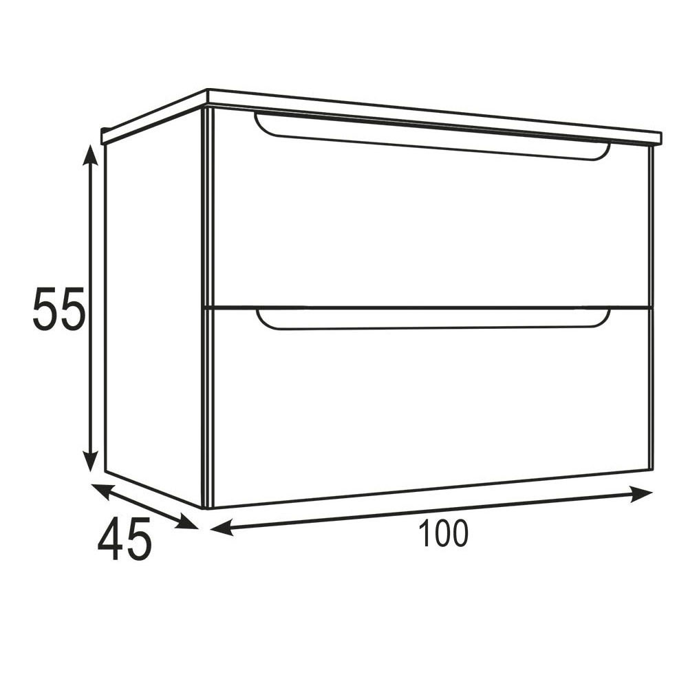 Kibath Mueble de baño con Lavabo, Espejo y Aplique LED VICTORIA 100x45 cm acabado Moka mate 2 cajones suspendido - Imagen 5